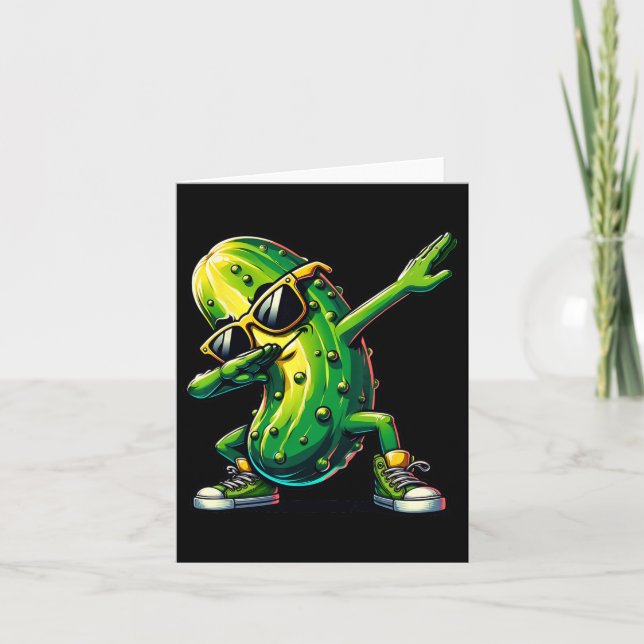 Dabbing Pickle Dancing Cucumber Pickle Lover Dab  Card (Front)