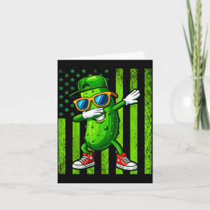 Dabbing pickle retro american flag funny cucumber card