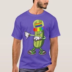 Dabbing Pickles Cucumber Funny Cucumber Rainbow Pr T-Shirt