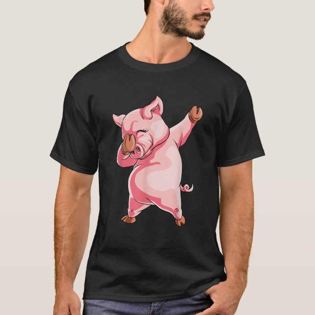 Dabbing Pig T Shirt Dab Gift Funny Dance Piggy (Front)