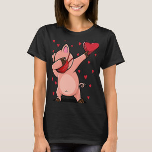Dabbing Pig With Face Mask Heart Gifts for Valenti T-Shirt