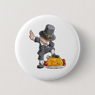 Dabbing Pilgrim Boy Turkey Thanksgiving Day Men Fu 6 Cm Round Badge