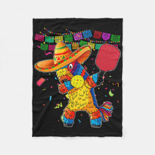Dabbing Pinata Sombrero Pickleball Player Fan Cinc Fleece Blanket