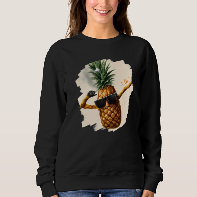 Dabbing Pineapple Aloha Sunglasses Beach Dance Haw Sweatshirt (Front)