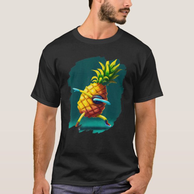Dabbing Pineapple Aloha Sunglasses Beach Dance Haw T-Shirt (Front)