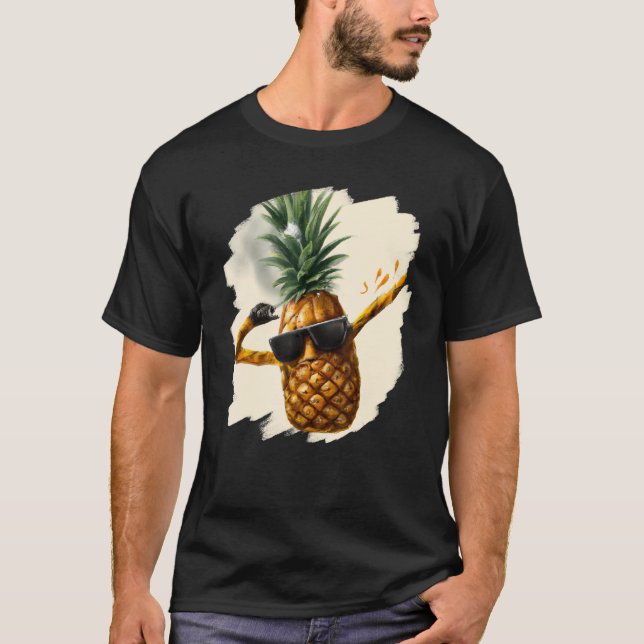 Dabbing Pineapple Aloha Sunglasses Beach Dance Haw T-Shirt (Front)