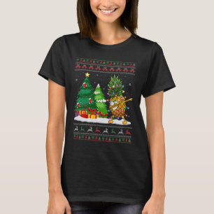 Dabbing Pineapple Lovers Santa Hat Ugly Christmas T-Shirt