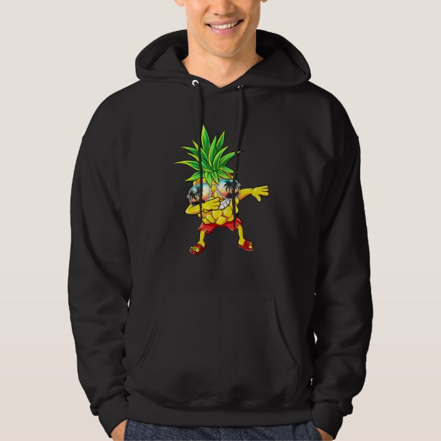 Dabbing Pineapple Sunglasses Aloha Beaches Hawaii Hoodie (Front)