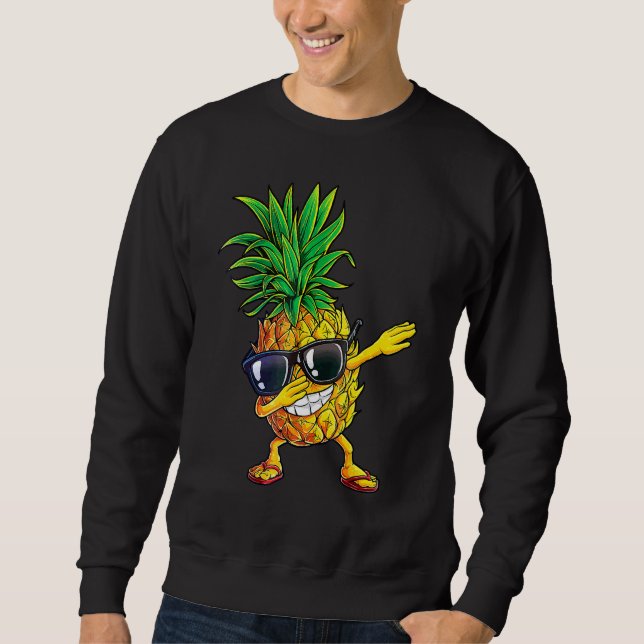 Dabbing Pineapple Sunglasses Aloha Hawaii Hawaiian Sweatshirt (Front)