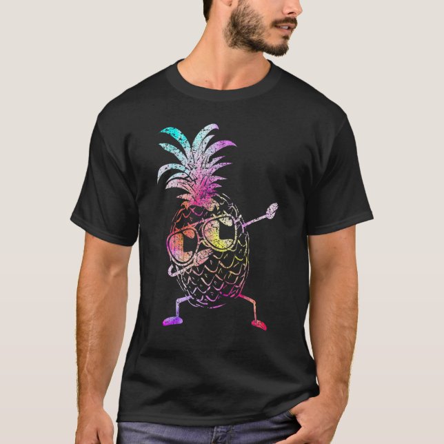 Dabbing Pineapple Sunglasses Hawaii Hawaiian Beach T-Shirt (Front)