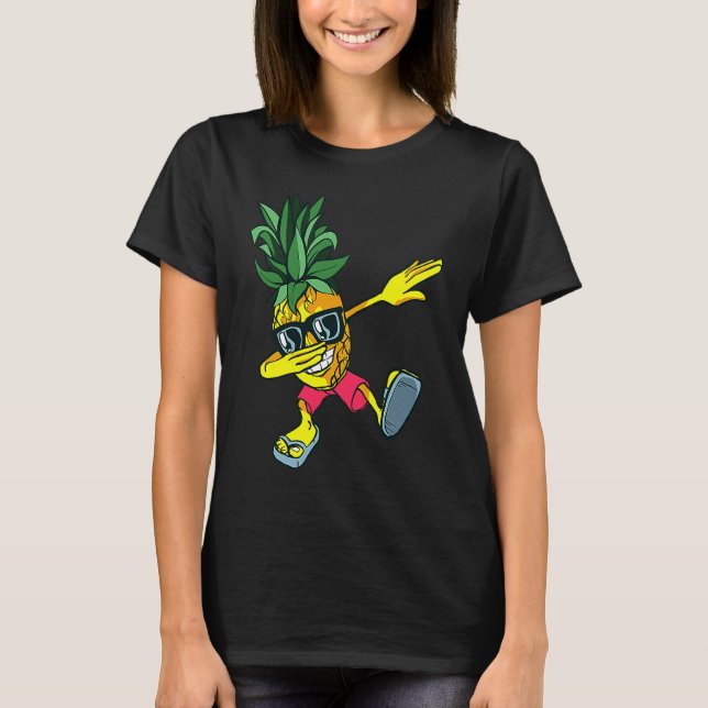 Dabbing Pineapple Sunglasses  Pineapple Summer Bea T-Shirt (Front)