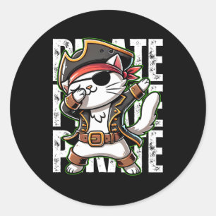 Dabbing Pirate Cat Pirate Party Man Cute Cat Boy L Classic Round Sticker