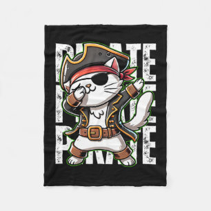 Dabbing Pirate Cat Pirate Party Man Cute Cat Boy L Fleece Blanket
