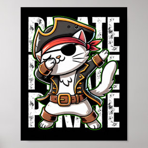 Dabbing Pirate Cat Pirate Party Man Cute Cat Boy L Poster