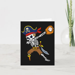 Dabbing Pirate Skeleton Baseball Funny Halloween  Card