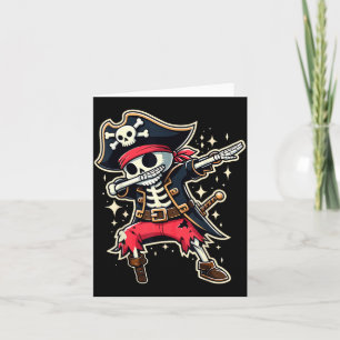 Dabbing Pirate Skeleton Funny Halloween Card