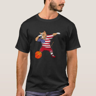 Dabbing Pit Bull Dog America Basketball Fans Jerse T-Shirt
