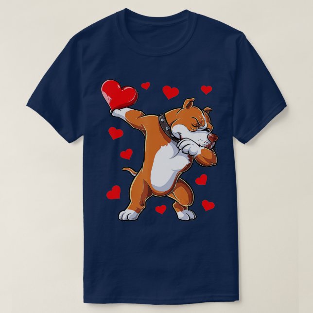 Dabbing Pit Bull Heart Valentines Day Boys Kids Me T-Shirt (Design Front)