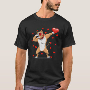 Dabbing Pit Bull Sunglasses Heart Valentines Day D T-Shirt