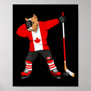 Dabbing Pitbull Canada Ice Hockey Lover Jersey Win Poster