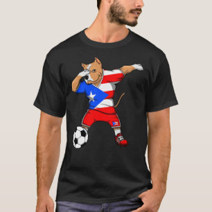 Dabbing Pitbull Dog Puerto Rico Soccer T-Shirt