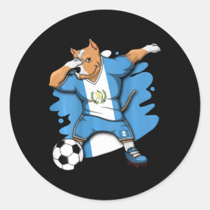 Dabbing Pitbull Guatemala Soccer Lovers Jersey Foo Classic Round Sticker