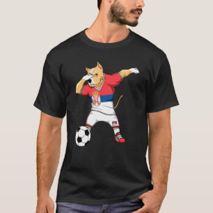 Dabbing Pitbull Serbia Soccer Fans Jersey Serbian  T-Shirt