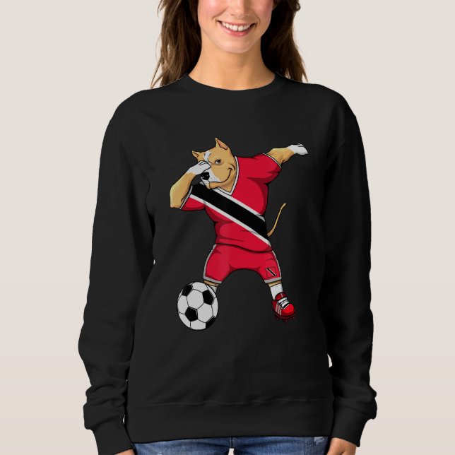 Dabbing Pitbull Trinidad And Tobago Soccer Fans Fo Sweatshirt (Front)