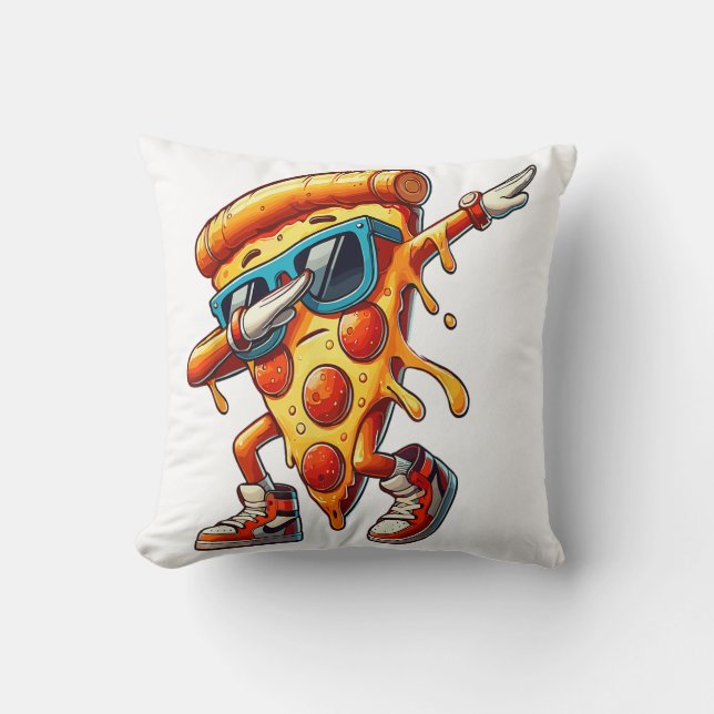 Dabbing Pizza Slice Fun Graphic Tee for Food Lover Cushion (Front)
