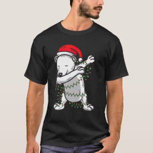 Dabbing Polar Bear Christmas Lights Santa Lover Gi T-Shirt