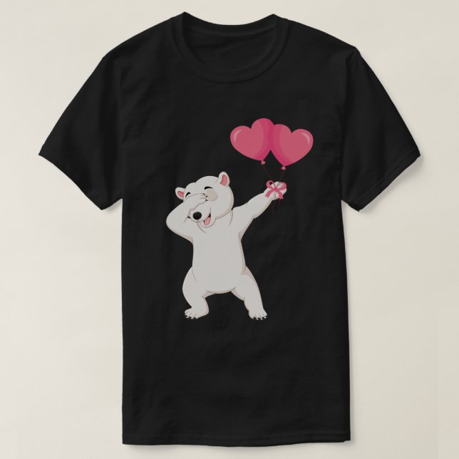 Dabbing Polar Bear Heart Valentines Day Gift T-Shirt (Design Front)
