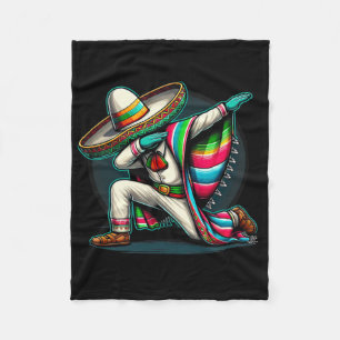 Dabbing Poncho Cinco De Mayo Mexican Sombrero Fest Fleece Blanket