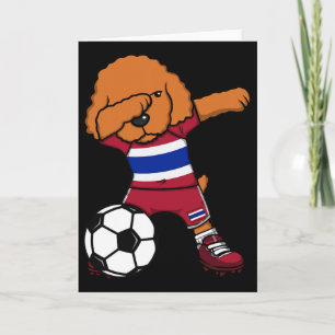 Dabbing Poodle Dog Thailand Soccer Fan Jersey Foot Card