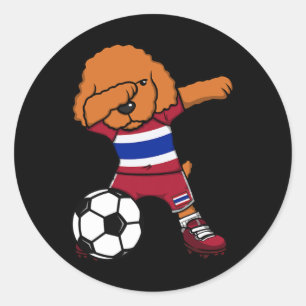 Dabbing Poodle Dog Thailand Soccer Fan Jersey Foot Classic Round Sticker