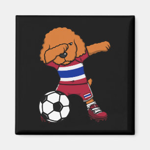 Dabbing Poodle Dog Thailand Soccer Fan Jersey Foot Magnet