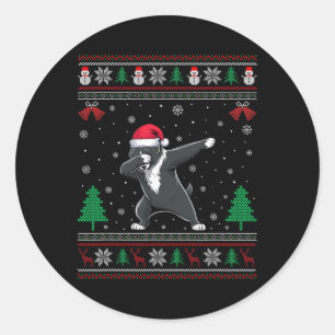 Dabbing Portuguese Water Dog Santa Hat Boys Girls  Classic Round Sticker