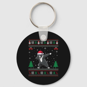 Dabbing Portuguese Water Dog Santa Hat Boys Girls Key Ring