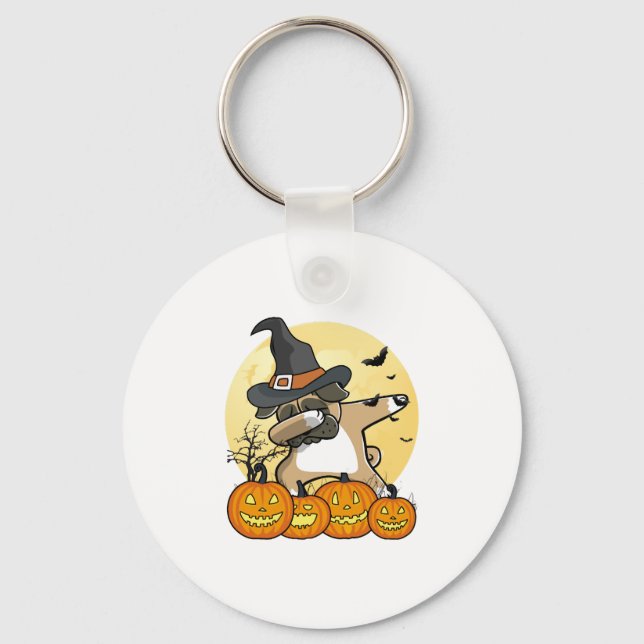 Dabbing Pug Halloween Key Ring (Front)