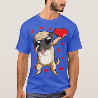 Dabbing Pug Heart Valentines Day Boys Kids Love Do T-Shirt