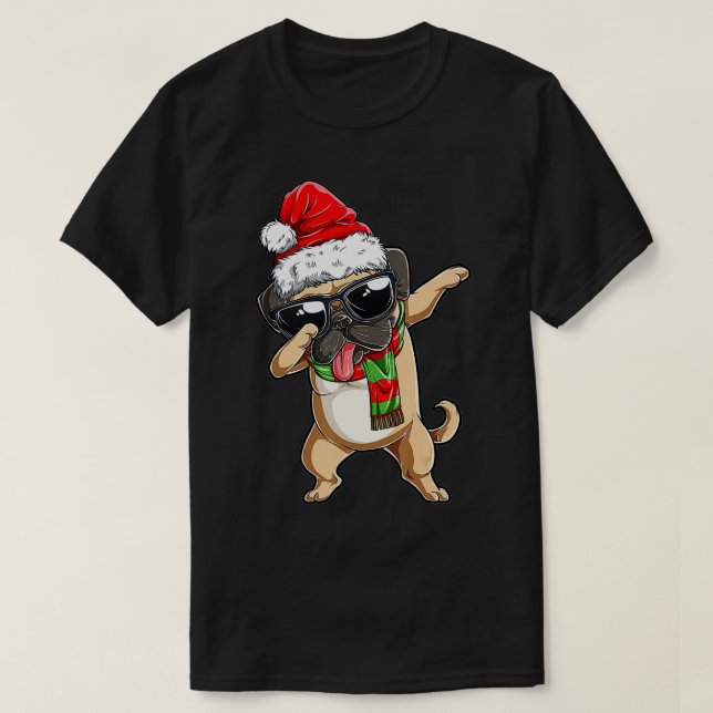 Dabbing Pug Santa Christmas Gift Kids Boys Girls P T-Shirt (Design Front)