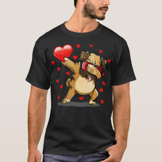 Dabbing Pug Sunglasses Heart Love Valentines Day D T-Shirt