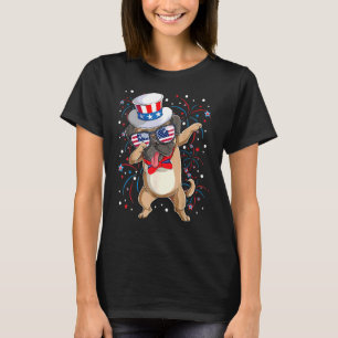 Dabbing Pug Uncle Sam Hat American Flag 4th July P T-Shirt