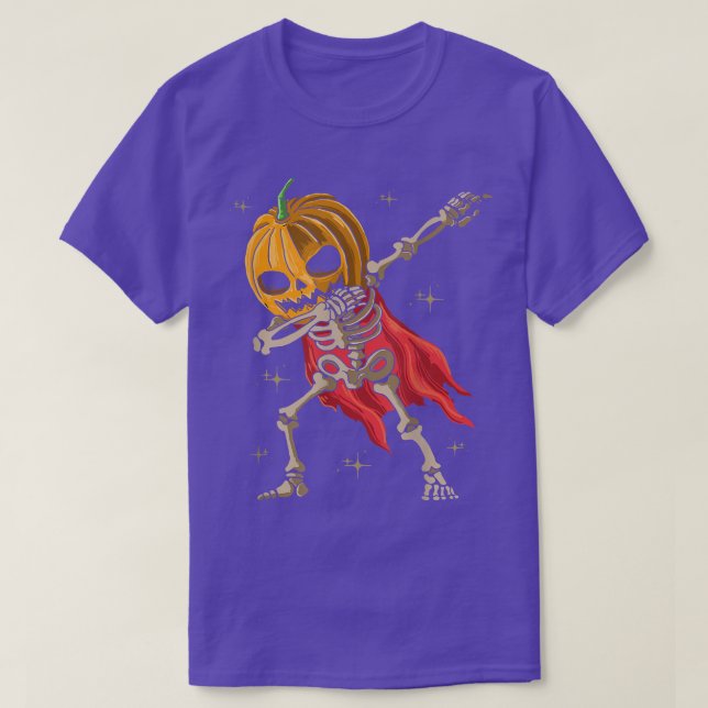Dabbing Pumpkin Dance of Death Macabre Skeleton  T-Shirt (Design Front)
