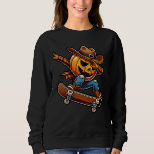Dabbing Pumpkin Jack O Lantern Cowboy Skateboard H Sweatshirt