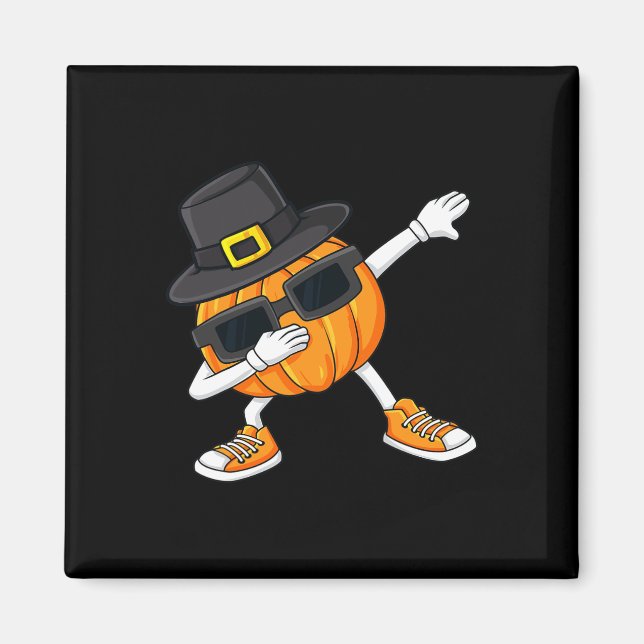 Dabbing Pumpkin Pilgrim Thanksgiving Day Boys Girl Magnet (Front)