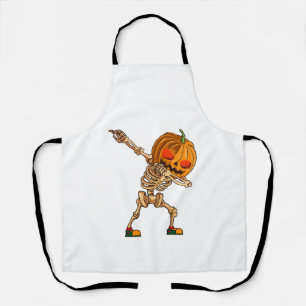 Dabbing Pumpkin - Scary Skeleton Costume - Funny H Apron