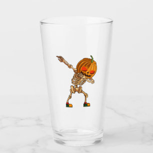 Dabbing Pumpkin - Scary Skeleton Costume - Funny H Glass