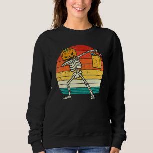 Dabbing Pumpkin Skeleton Candy Retro Toddler Boys Sweatshirt