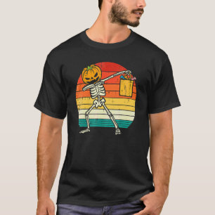 Dabbing Pumpkin Skeleton Candy Retro Toddler Boys  T-Shirt