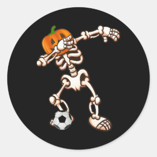 Dabbing Pumpkin Skeleton Soccer Halloween Costume  Classic Round Sticker